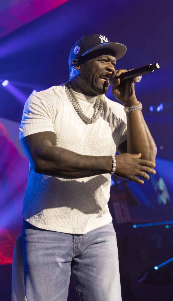 50 Cent performs on stage at Beyond 2026 Salt Lake City